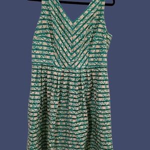 Elegant Green and White Patterned Dress